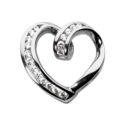 14K White Gold Round Diamond Heart Pendant 0.58ct 3 14K White Gold Round Diamond Heart Pendant 0.58ct