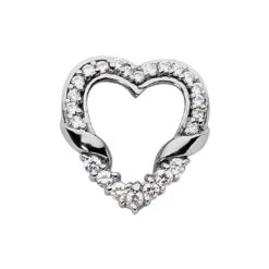 Unique Round Diamond Heart Pendant 14K White Gold 0.62ct