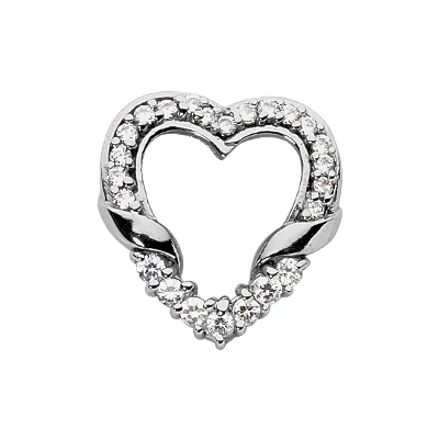 Unique Round Diamond Heart Pendant 14K White Gold 0.62ct 3 Unique Round Diamond Heart Pendant 14K White Gold 0.62ct