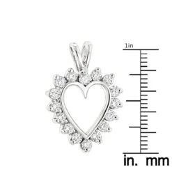 14K White Gold Round Diamond Heart Pendant 0.64ct 16mm -Its Hot Jewelry Shop 14k gold round diamond heart pendant 064ct p 27831 rulerwh