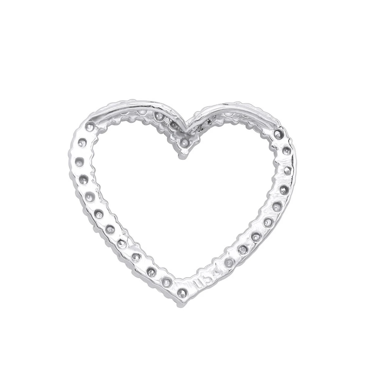 14K White Gold Round Diamond Heart Pendant 0.68ct 22.2mm 6 14K White Gold Round Diamond Heart Pendant 0.68ct 22.2mm - Image 4