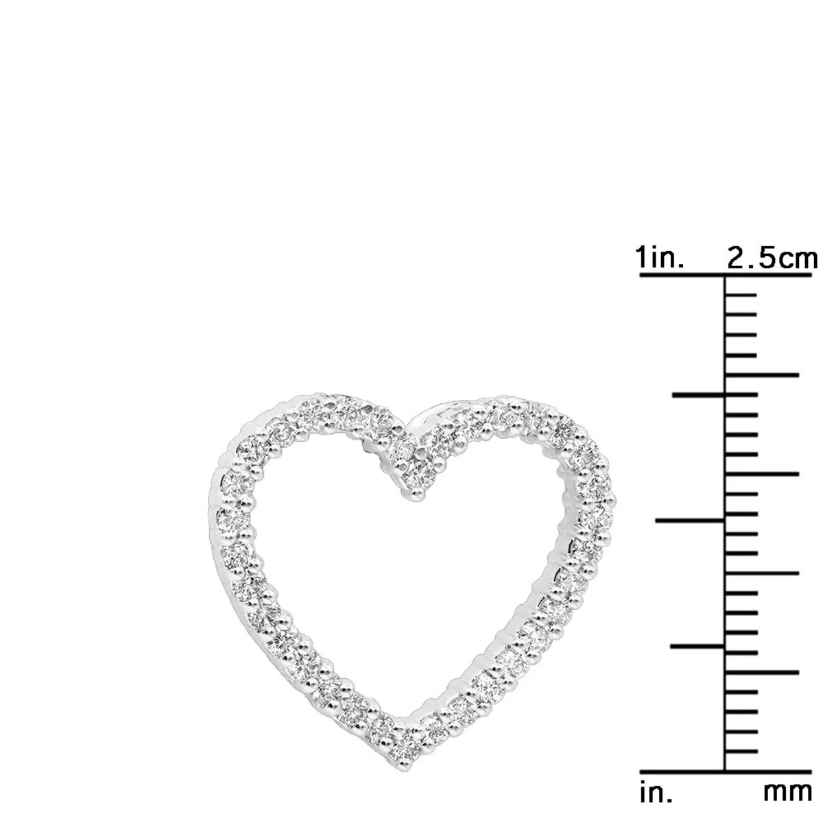 14K White Gold Round Diamond Heart Pendant 0.68ct 22.2mm 10 14K White Gold Round Diamond Heart Pendant 0.68ct 22.2mm - Image 8