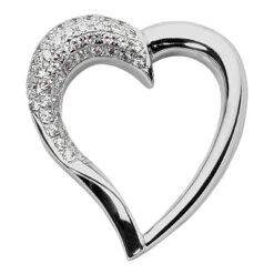 Designer 14K White Gold Round 0.72ct Diamond Heart Pendant