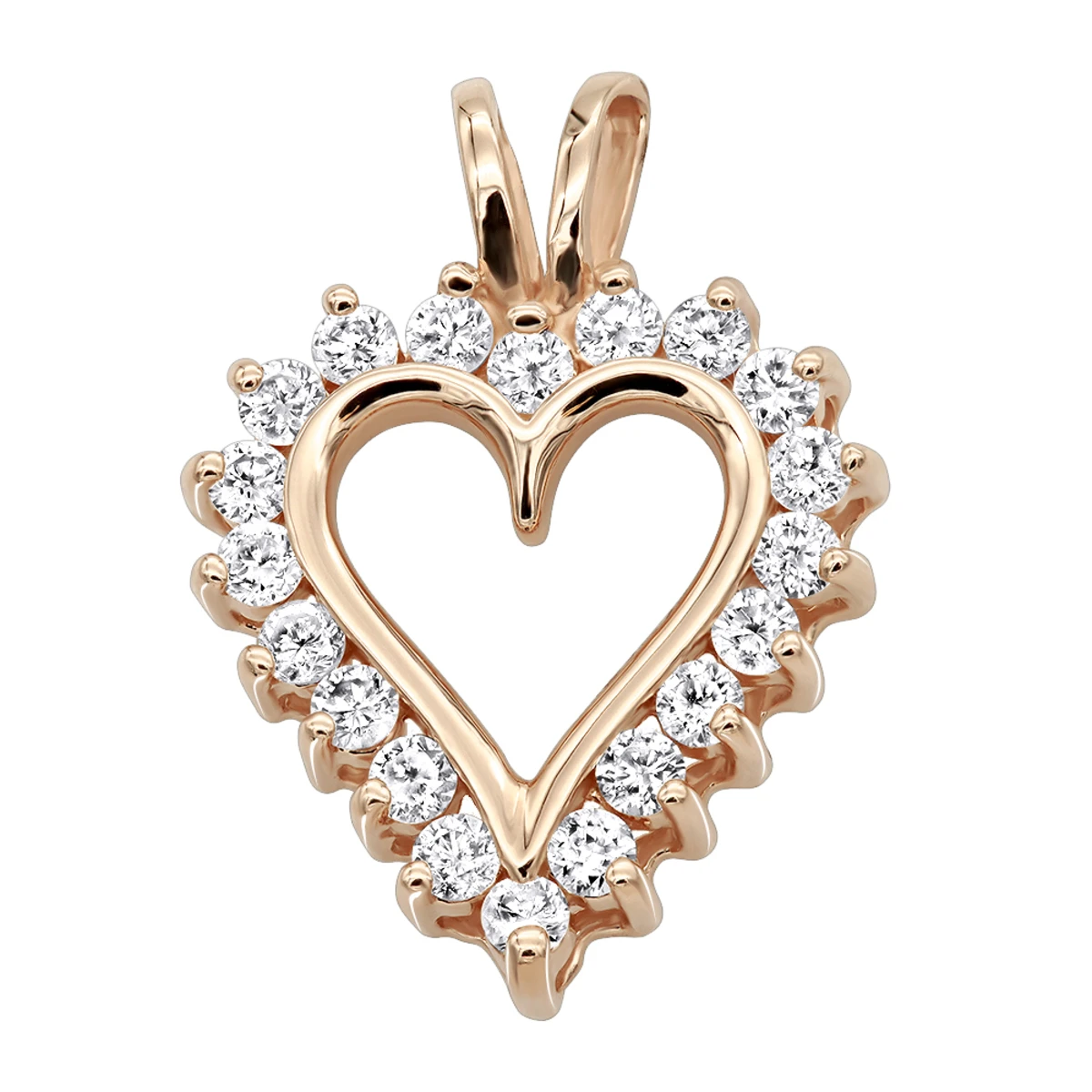 14K Yellow Gold Round Diamond Heart Pendant 0.80ct 3/4in (18mm) 5 14K Yellow Gold Round Diamond Heart Pendant 0.80ct 3/4in (18mm) - Image 3
