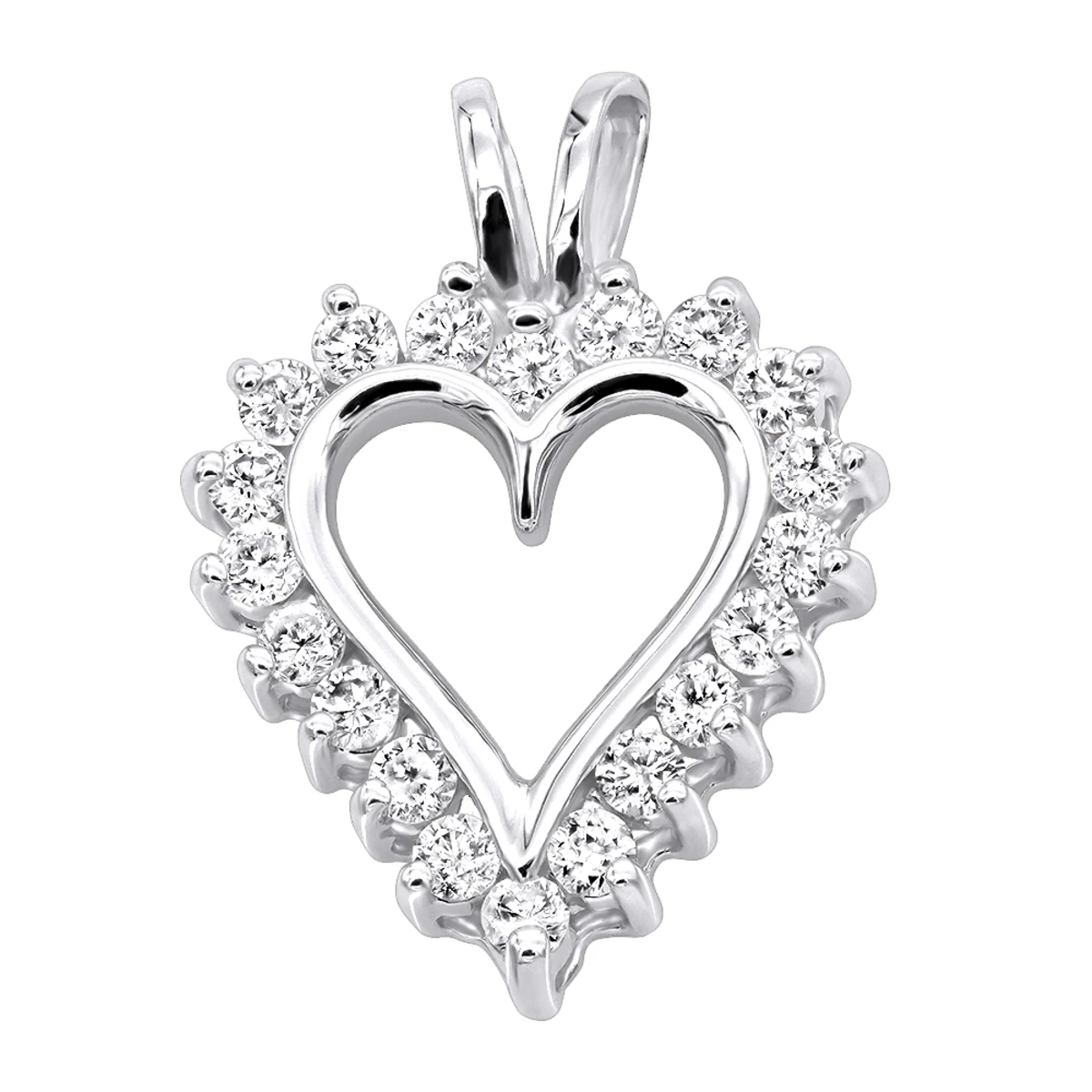 14K Yellow Gold Round Diamond Heart Pendant 0.80ct 3/4in (18mm) 4 14K Yellow Gold Round Diamond Heart Pendant 0.80ct 3/4in (18mm) - Image 2