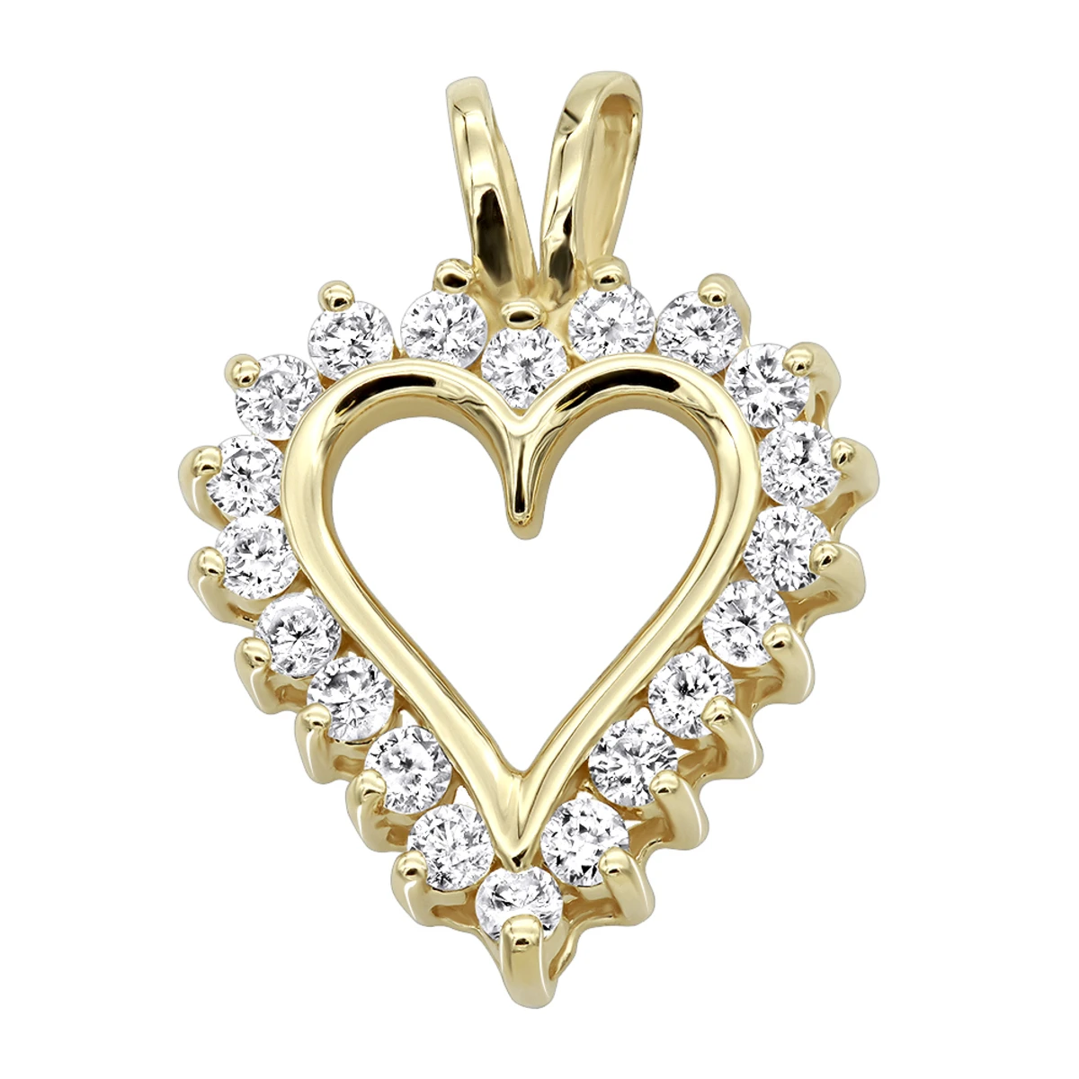 14K Yellow Gold Round Diamond Heart Pendant 0.80ct 3/4in (18mm) 3 14K Yellow Gold Round Diamond Heart Pendant 0.80ct 3/4in (18mm)