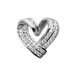 14K White Gold Round Diamond Designer Heart Pendant 0.90ct
