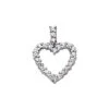 14K White Gold Round Diamond Open Heart Pendant With Encrusted Bail 1.60ct