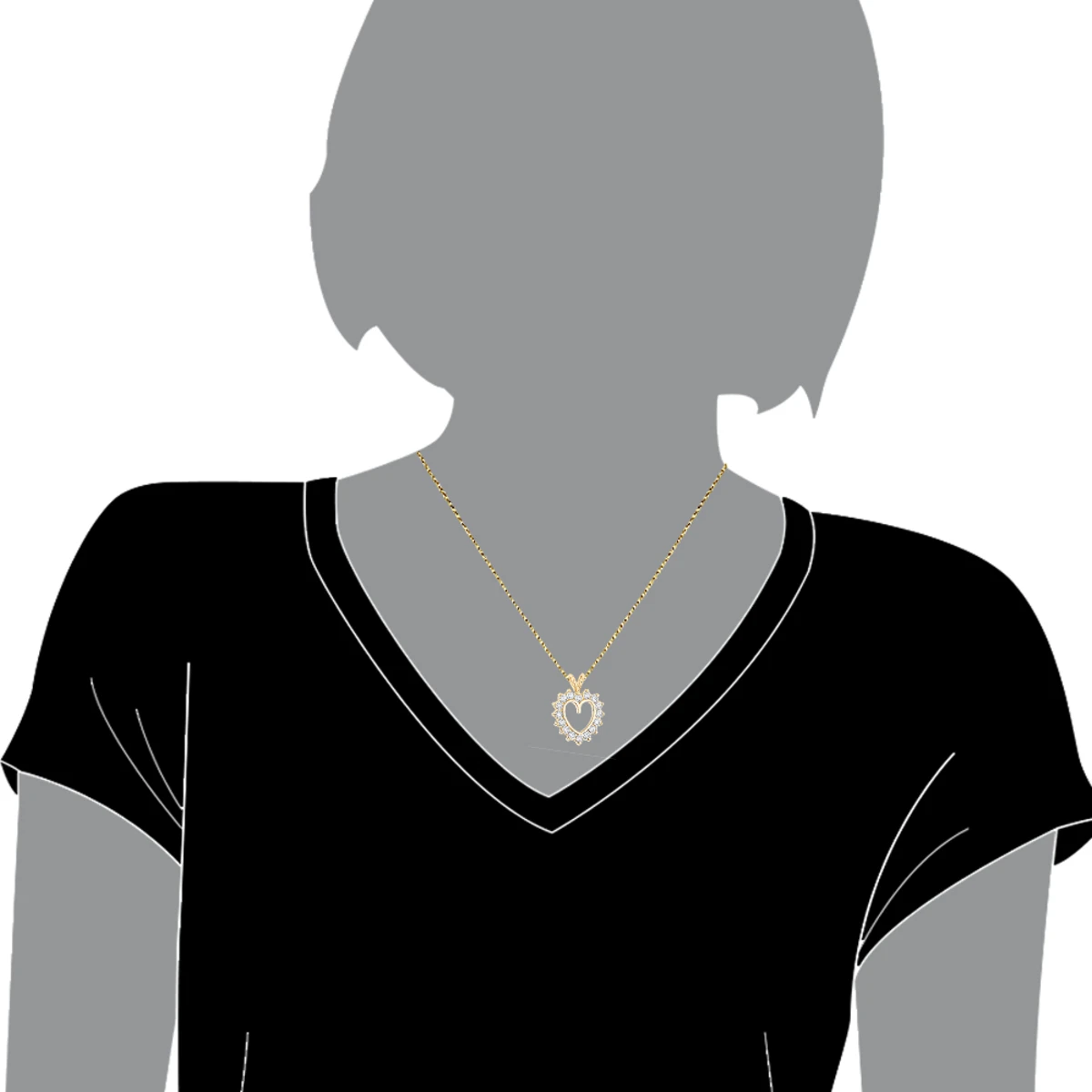 14K Yellow Gold Round Diamond Heart Pendant For Women 2.4ct Open Heart Design 7 14K Yellow Gold Round Diamond Heart Pendant For Women 2.4ct Open Heart Design - Image 5