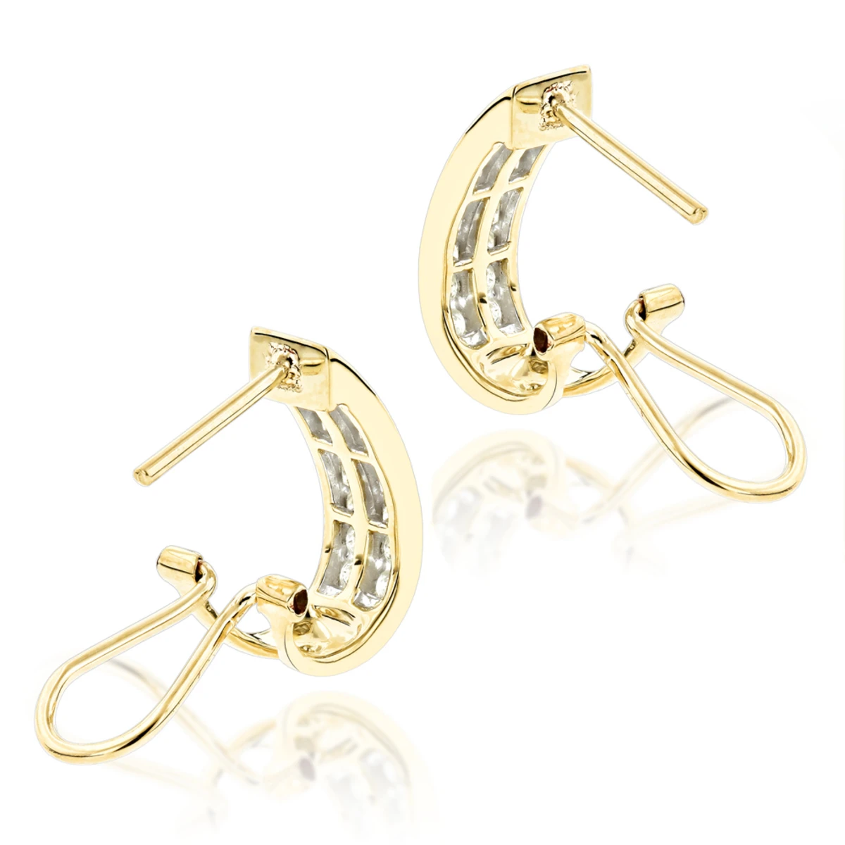 14K White Gold Round Diamond Hoop Earrings 0.63ct 6 14K White Gold Round Diamond Hoop Earrings 0.63ct - Image 4