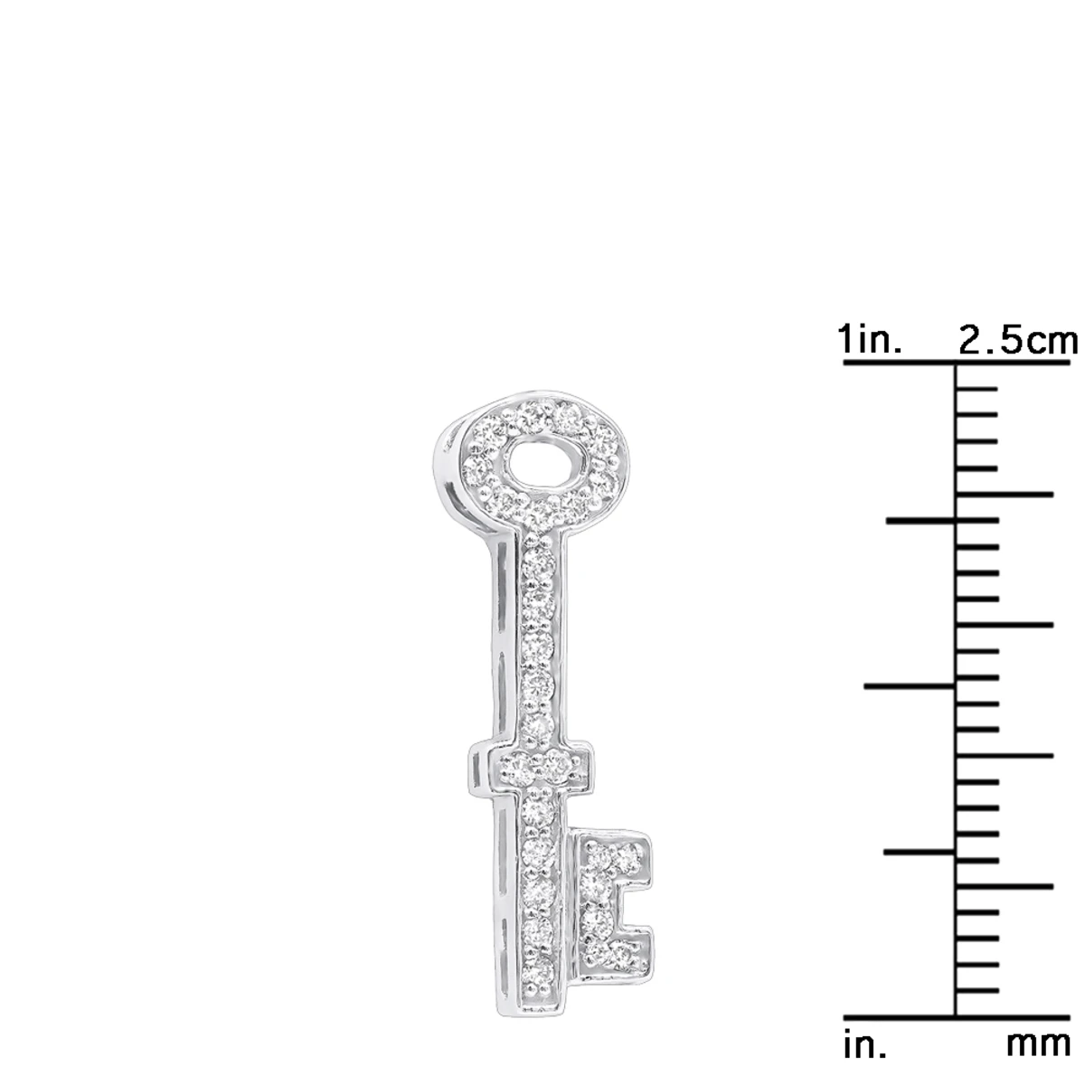 Small 14K White Gold Round Diamond Key Pendant For Women 0.25ct 10 Small 14K White Gold Round Diamond Key Pendant For Women 0.25ct - Image 8