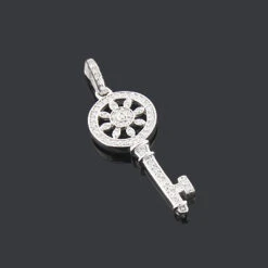 14K White Gold Round Diamond Key Pendant 0.33ct 13 14K White Gold Round Diamond Key Pendant 0.33ct -Its Hot Jewelry Shop 14k gold round diamond key pendant 033ct p 30607box
