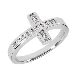14K White Gold Round Diamond Ladies Ring 0.28ct 12.1mm
