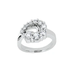 14K White Gold Round Diamond Ladies Ring 0.50ct 9mm