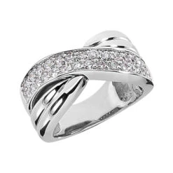 14K White Gold Round Diamond Ladies Ring 0.56ct 9.7mm