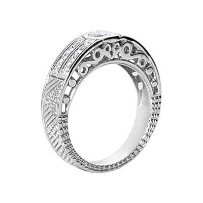 14K White Gold Round Diamond Ladies Ring 0.57ct 6mm 5 14K White Gold Round Diamond Ladies Ring 0.57ct 6mm - Image 3