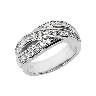 14K White Gold Round Diamond Ladies Ring 0.60ct 8.5mm 3 14K White Gold Round Diamond Ladies Ring 0.60ct 8.5mm