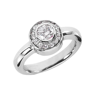 Thin 14K White Gold Round Diamond Ladies Ring 0.71ct 3 Thin 14K White Gold Round Diamond Ladies Ring 0.71ct