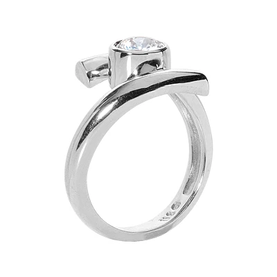 14K White Gold Round Diamond Ladies Ring 0.75ct 14.9mm 5 14K White Gold Round Diamond Ladies Ring 0.75ct 14.9mm - Image 3