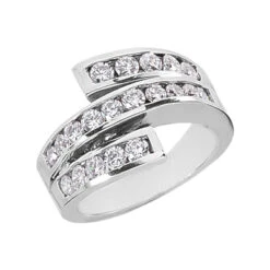 14K White Gold Round Diamond Ladies Ring 0.90ct 14.1mm