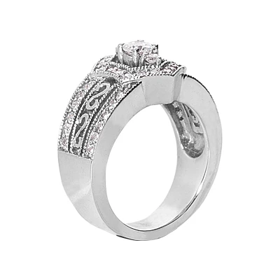 14K White Gold Round Diamond Ladies Ring 0.91ct 13.3mm 5 14K White Gold Round Diamond Ladies Ring 0.91ct 13.3mm - Image 3