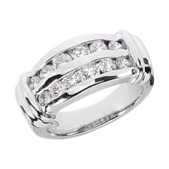 14K White Gold Round Diamond Ladies Ring 0.96ct 9.4mm