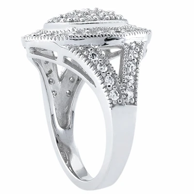 14K White Gold Round Diamond Ladies Ring 0.96ct 4.3mm 4 14K White Gold Round Diamond Ladies Ring 0.96ct 4.3mm - Image 2