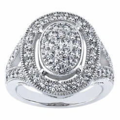 14K White Gold Round Diamond Ladies Ring 0.96ct 4.3mm