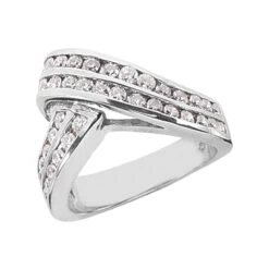 14K White Gold Round Diamond Ladies Ring 1.05ct 13mm