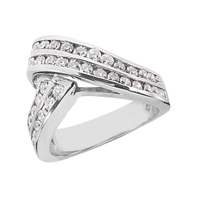 14K White Gold Round Diamond Ladies Ring 1.05ct 13mm 3 14K White Gold Round Diamond Ladies Ring 1.05ct 13mm