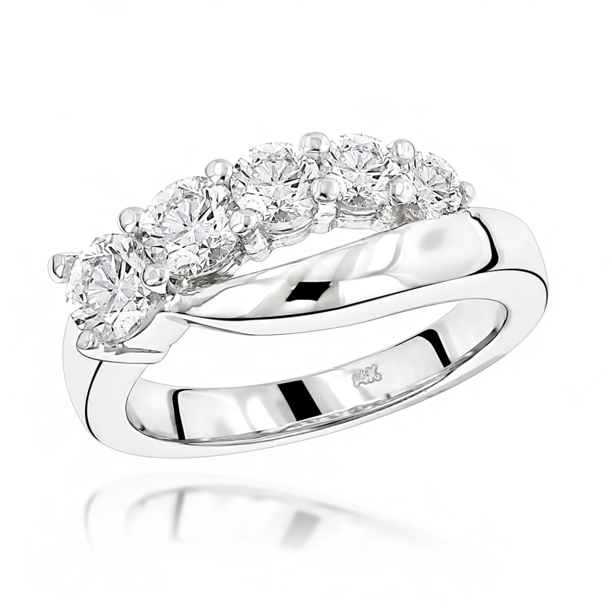 14K White Gold Round Diamond Ladies Ring 1.25ct 8.3mm 3 14K White Gold Round Diamond Ladies Ring 1.25ct 8.3mm