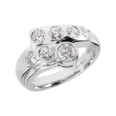 14K White Gold Round Diamond Ladies Ring 1.32ct 13.6mm 3 14K White Gold Round Diamond Ladies Ring 1.32ct 13.6mm