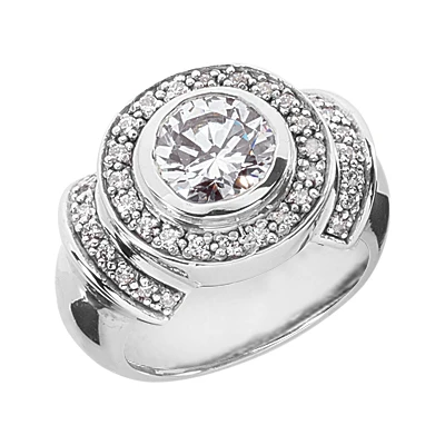 14K White Gold Round Diamond Ladies Ring 1.34ct 3 14K White Gold Round Diamond Ladies Ring 1.34ct