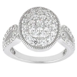 14K White Gold Round Diamond Ladies Ring 1.65ct 6.6mm