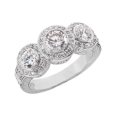 14K White Gold Round Diamond Ladies Ring 1.69ct 5.4mm 3 14K White Gold Round Diamond Ladies Ring 1.69ct 5.4mm