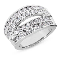 14K White Gold Round Diamond Ladies Ring 1.84ct 13.6mm