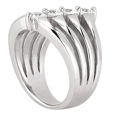 14K White Gold Round Diamond Ladies Ring 1ct 9.4mm 4 14K White Gold Round Diamond Ladies Ring 1ct 9.4mm - Image 2