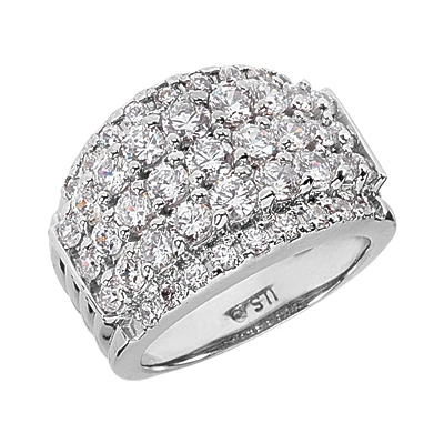 14K White Gold Round Diamond Ladies Ring 2.25ct 14.3mm 3 14K White Gold Round Diamond Ladies Ring 2.25ct 14.3mm