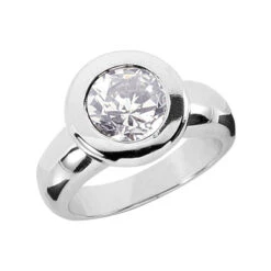 14K White Gold Round Diamond Ladies Ring 2.25ct 6.4mm