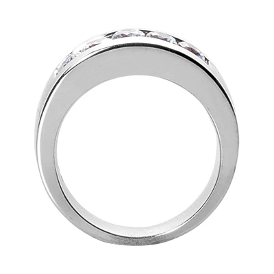 14K White Gold Round Diamond Men's Wedding Band 1.25ct 5 14K White Gold Round Diamond Men's Wedding Band 1.25ct - Image 3