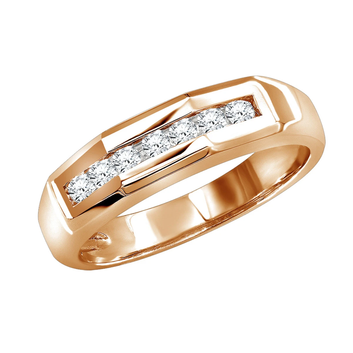 14K White Gold Round Diamond Men's Wedding Ring 0.21ct 5 14K White Gold Round Diamond Men's Wedding Ring 0.21ct - Image 3