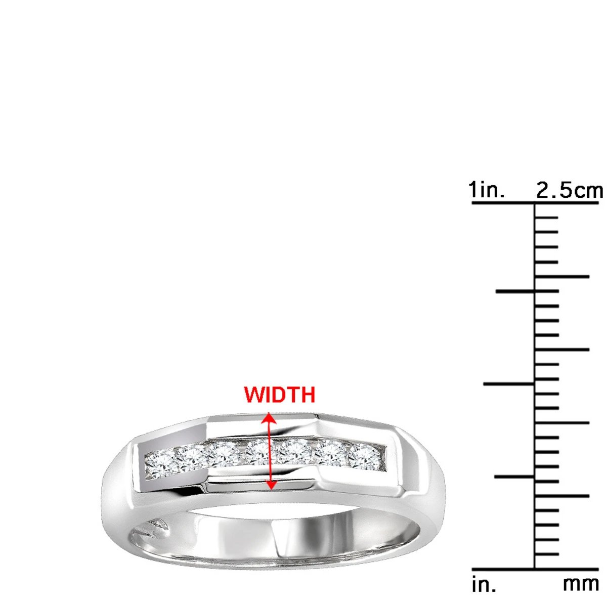 14K White Gold Round Diamond Men's Wedding Ring 0.21ct 7 14K White Gold Round Diamond Men's Wedding Ring 0.21ct - Image 5