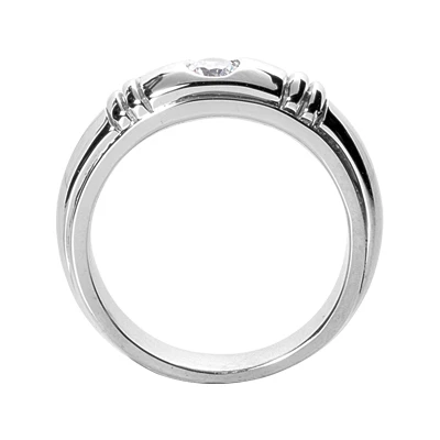 14K White Gold Round Diamond Men's Wedding Ring 0.40ct 6.4mm 5 14K White Gold Round Diamond Men's Wedding Ring 0.40ct 6.4mm - Image 3