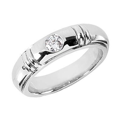 14K White Gold Round Diamond Men's Wedding Ring 0.40ct 6.4mm 3 14K White Gold Round Diamond Men's Wedding Ring 0.40ct 6.4mm
