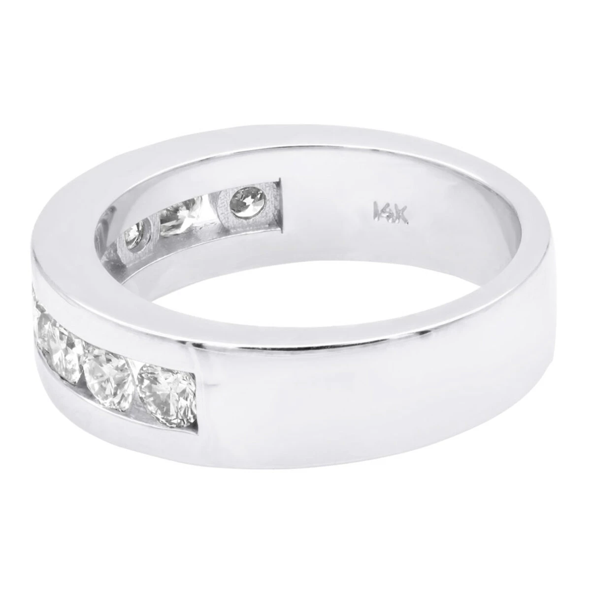 14K White Gold Round Diamond Men's Wedding Ring 1.08ct 6 14K White Gold Round Diamond Men's Wedding Ring 1.08ct - Image 4