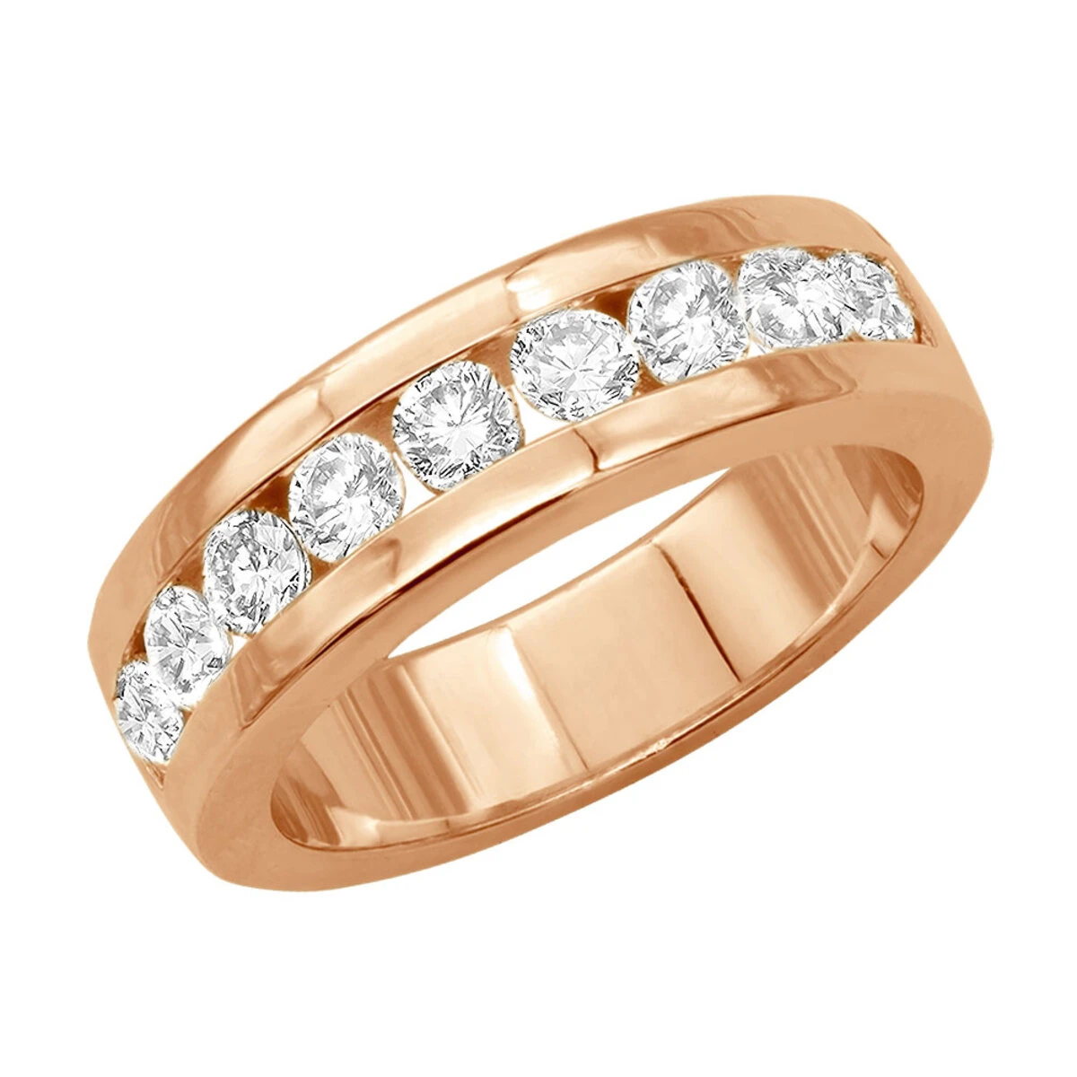 14K White Gold Round Diamond Men's Wedding Ring 1.08ct 5 14K White Gold Round Diamond Men's Wedding Ring 1.08ct - Image 3