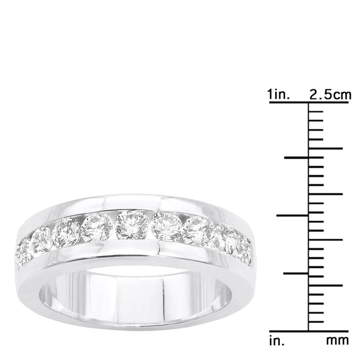 14K White Gold Round Diamond Men's Wedding Ring 1.08ct 8 14K White Gold Round Diamond Men's Wedding Ring 1.08ct - Image 6
