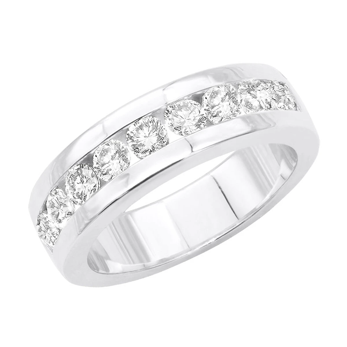 14K White Gold Round Diamond Men's Wedding Ring 1.08ct 3 14K White Gold Round Diamond Men's Wedding Ring 1.08ct