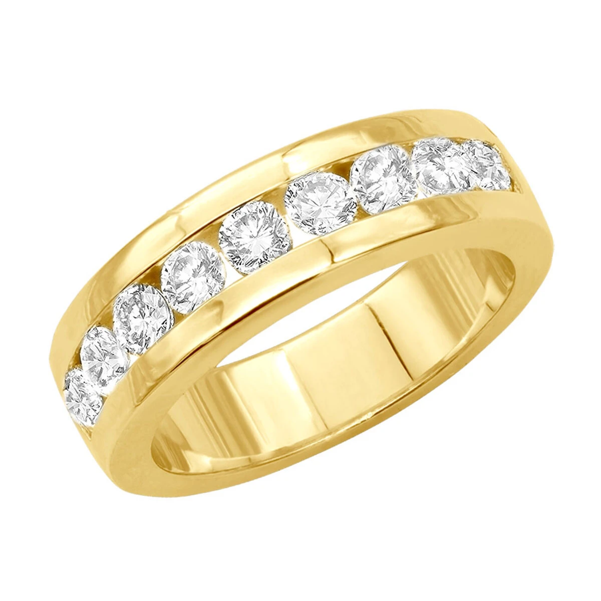 14K White Gold Round Diamond Men's Wedding Ring 1.08ct 4 14K White Gold Round Diamond Men's Wedding Ring 1.08ct - Image 2