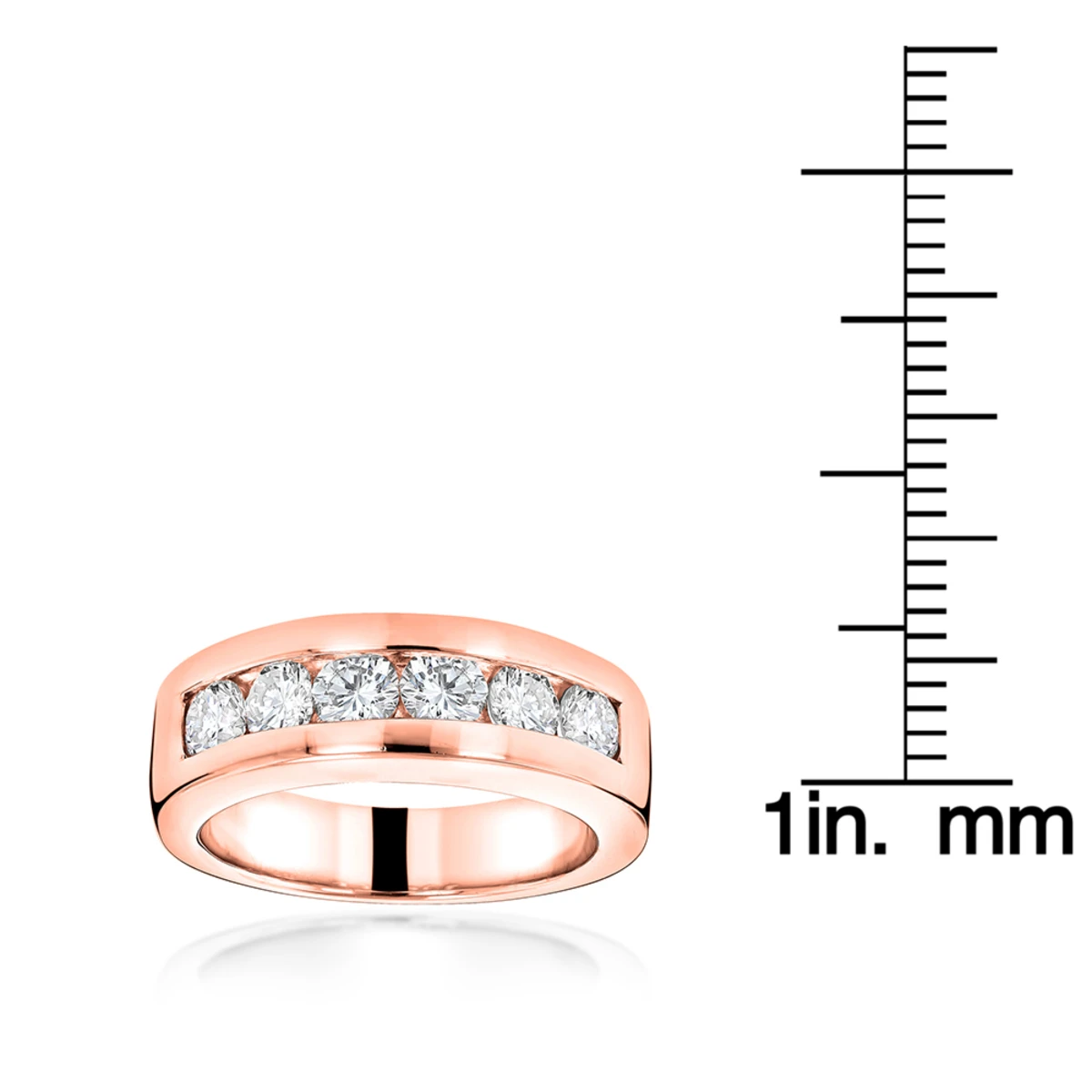 14K Rose Gold Round Diamond Men's Wedding Band 6 Stone Anniversary Ring 1.5ct 8 14K Rose Gold Round Diamond Men's Wedding Band 6 Stone Anniversary Ring 1.5ct - Image 6